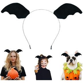 Beviliu Bat Ears Headband Black - Movable Halloween Headband For Party Celebrations Devil Horns Headband Bat Wing Costume Washing Makeup Fashion Headband