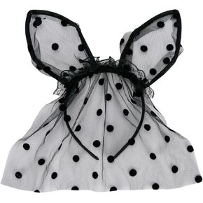 Face veils for women, Black lace bunny ears, Black cat ears for women, Masquerade accessories for halloween party.