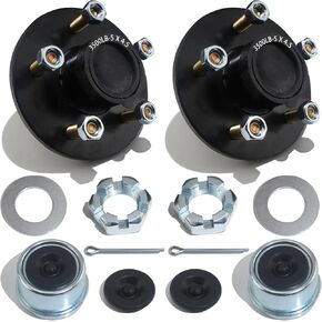 2Sets 3500Lb Trailer Idler Hub Kits 5 Bolt 4.5, Trailer Idler 5 Lug Hub Kits Pre-Installed and Lubricated for 3500 lbs 1-1/16'' to 1-3/8'' #84 Spindle Tapered Axle