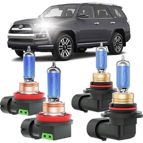 4Runner Halogen Headlight Bulbs Fits For 2006-2020 Toyota 4Runner Halogen High Low Beam Combo, Ultra Bright 5000K White Bulbs, 12V-100W, Pack of 4