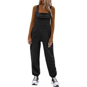 HEEKPEK Women's Winter Fleece Overalls Fuzzy Warm Causal Jumpsuits Loose Adjustable Straps Sleeveless Bib Pants with Pockets in Kuwait