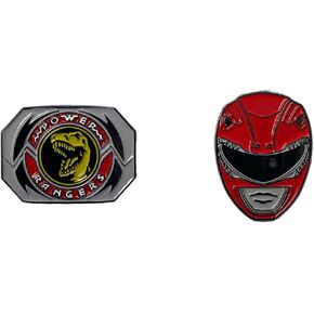 Power Rangers Red Ranger Mask and Emblem Officially Licensed 2 Pack Enamel Pin set
