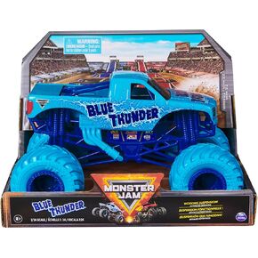 Monster Jam, Official Blue Thunder Monster Truck, Collector Die-Cast Vehicle, 1:24 Scale, Kids Toys for Boys and Girls Ages 3 and up