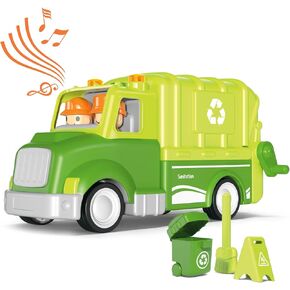 Garbage Truck for 1 2 3 4 Years Old Toddlers, Realistic Car with Trash Can Lifter and Dumping Function, Kids Play Vehicles with Sound & Light, Toys for Boys and Girls Christmas Birthday Gifts
