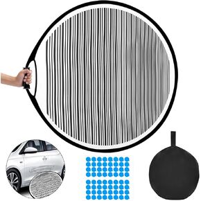 Car Dent Detection Board with 72pc Marking Stickers, Foldable Reflector Board with Storage Bag, Striped Panel for Quick Detecting Dents & Scratches on Vehicle Door or Household Appliance