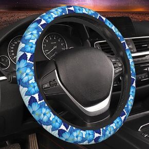 Strawberry and Flower Steering Wheel Cover Anti-Slip Car Accessories Absorbing Sweat Breathable Steering Wheel Protector for Men Women Girls Universal 15 Inch Car Interior Decor