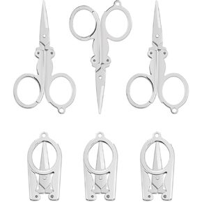 6 Pcs Folding Scissors, Stainless Steel Folding Small Portable Travel Scissors for Craft, Camping, Office, School, Outdoor