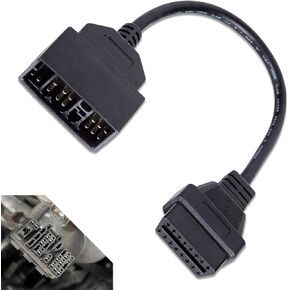 1 PC Car 22 Pin OBD1 to 16 Pin OBD2 Cable, 11.81" Conversion Adapter Work with OBD2 Scanner Tools, Flexible Anti-Interference Diagnostic Harness, Compatible with Specific Models (Black)