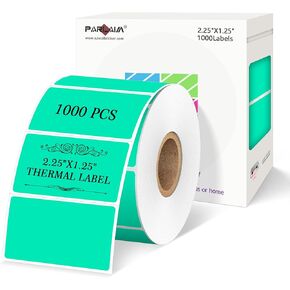 PARLAIM 2.25 X 1.25 inch Square Direct Thermal Printing Label, 1000pcs Tearproof Fluorescent Green Barcode Thermal Sticker Color Coding Label