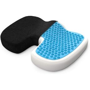 Seat Cushion - Standard, 17.7 x 13.8 Inch, Memory Foam Gel, Office Chair Cushion, Desk Chair Cushion for Back, Tailbone, Butt and Coccyx Pain Relief - Support Pillow for Office, Car, Home & Wheelchair