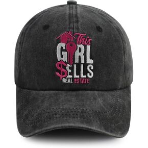 This Girl Sells Real Estate Hat for Women, Adjustable Cotton Embroidered Baseball Cap