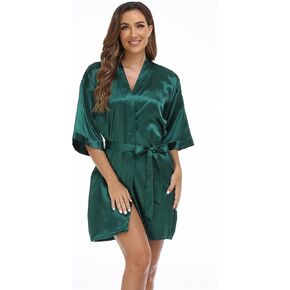 Women's Satin Kimono Robes Short Silky Robe Bride Bridesmaids Wedding Party Loungewear