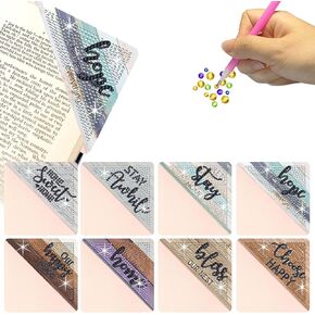 Diamond Art Painting Bookmarks,8Pcs DIY Cute Diamond Art Kits for Adults, Corner Bookmarks Small Crafts Kit for Women Book Lovers (Ocean)