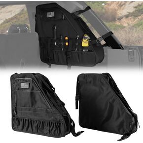 Rear Trunk Cage Cargo Roll Bar Storage Bag,Roll Bar Cargo Organizers Saddle Bags,Compatible with Ford Bronco 2Doors 4Doors 2021 2022 2023,Hanged Up Multi-Pocket Storage Bags,Dark Black,2PCS