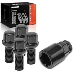 A-Premium 4-PC Black M14 x 1.5 Wheel Studs W/Socket Key Compatible with Porsche 718 Boxster 2017, 718 Cayman 2017, 911 2012-2021, Cayman 2016, Macan 2015-2021 - 19 mm Hex; 28 mm Shank; 58.5 Thread