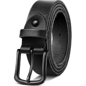 BULLIANT Men belt, Grain Leather Belt For Men Dress Casual Jeans 1 3/8