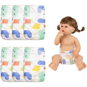 Reborn Baby Dolls Diapers Pack of 6 Pieces for 17-22 inch Reborn Baby Doll Accessories Diaper Bag(Bird Pattern)