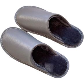 Leather Indoor Slippers for Men and Women, Warm, Non-Slip, Comfortable House Slippers for Winter