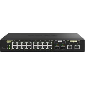 QNAP 20-Port 10GbE PoE++ and 2.5GbE PoE+ Managed Network Switch (QSW-M2116P-2T2S-US). Layer 2, Web Management