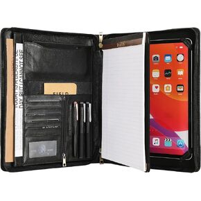 حافظة جلدية لجهاز iPad Pro مقاس 12.9 بوصة (2018/2020/2021/2022)، حافظة حافظة للكمبيوتر اللوحي للأعمال للرجال، حافظة مخصصة للنساء، مجلد محفظة مخصص لمفكرة A4 (بني، مخصص)