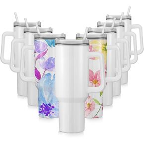 40 OZ Sublimation Blanks Tumblers with Handle Straw and Lid - Perfect for Custom Designs and Personalized Gifts, Suitable for Tumbler Heat Press and Sublimation Oven Printing (4)