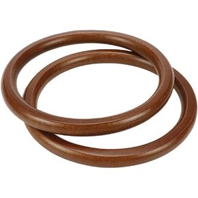 2PCS Round Wooden Purse Handle Making Handbags Replacement for Handmade Bag Handles 5.51 Inch (Dark Brown)