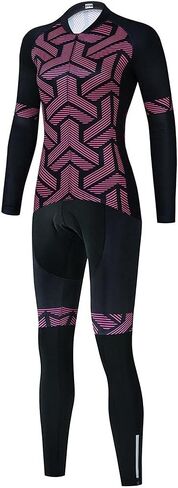 Women's Cycling Clothing Set Long Sleeve Road Bike Shirt Cycling Jersey Bicycle Pants with 20D Gel Padded Ai14 in Saudi Arabia