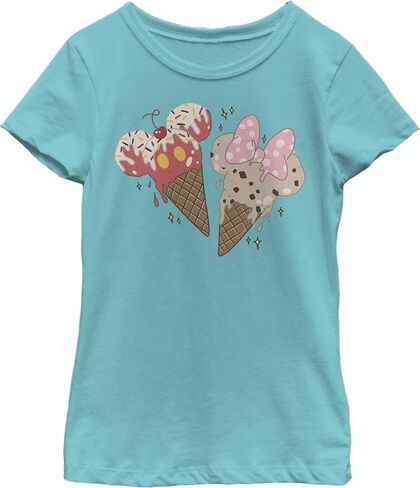 Disney Characters Mickey Minnie Cones Girl's Solid Crew Tee in Saudi Arabia