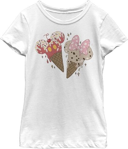 Disney Characters Mickey Minnie Cones Girl's Solid Crew Tee in Saudi Arabia