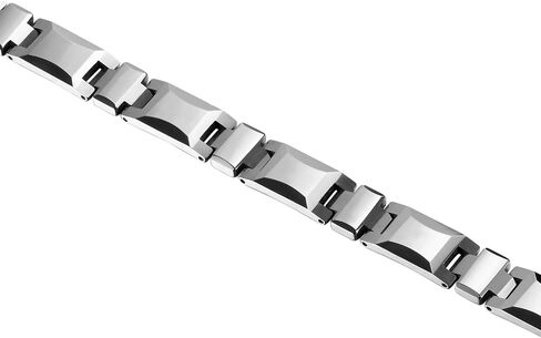 Classy Men’s Bracelet – Interlocking Track Links – Box Chain Rectangular Geometric Design – Polished Silver Color – Scratch & Tarnish Resistant Tungsten – Jewelry Gift or Accessory for Men in Kuwait