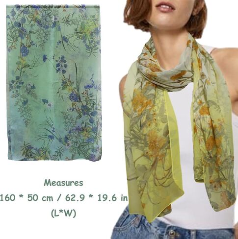amokk 6 Packs Summer Scarf for Women Lightweight Floral Head Scarf Chiffon Shawl Warp in Saudi Arabia