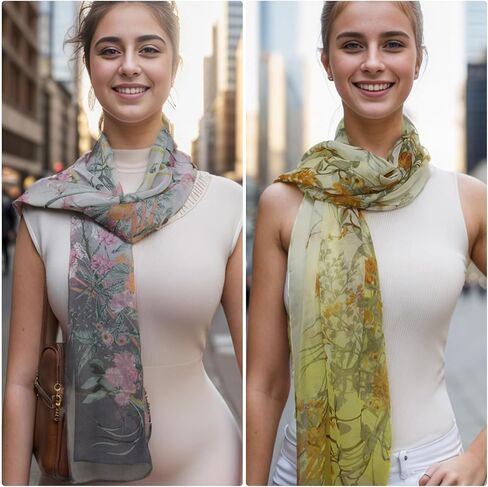 amokk 6 Packs Summer Scarf for Women Lightweight Floral Head Scarf Chiffon Shawl Warp in Saudi Arabia