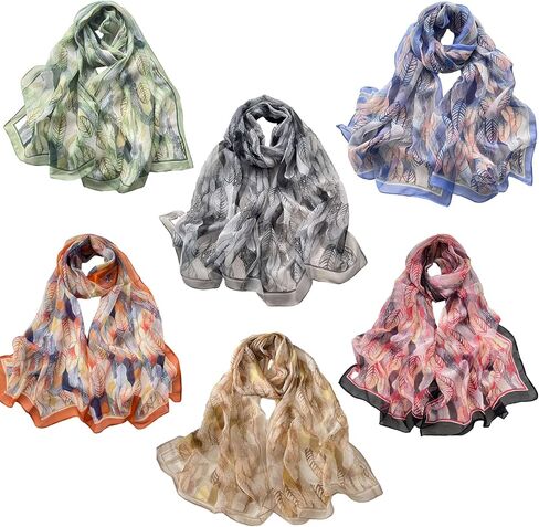 amokk 6 Packs Summer Scarf for Women Lightweight Floral Head Scarf Chiffon Shawl Warp in Saudi Arabia