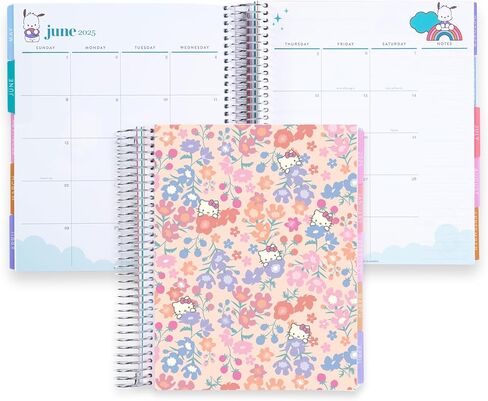 Hello Kitty 12-Month Weekly and Monthly Life Planner (Jan - Dec 2025), 7" x 9" Spiral Planner, Vertical Layout, Platinum Coil, Hello Kitty Meadows Covers, Hello Kitty Pages by Erin Condren in Saudi Arabia