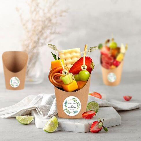 100 مجموعة من أكواب الفحم للاستعمال مرة واحدة سعة 14 أونصة من YLOLUL مع العصي والحقائب والملصقات وأعواد الكوكتيل، صناديق الوجبات الخفيفة من ورق الكرافت البني لاستحمام الطفل (100 كوب + 100 كيس + 100 ملصق + 400 اختيار) in Kuwait