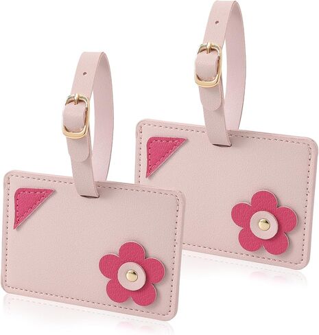 Kevancho Leather Luggage Tags for Suitcases, Bag Tags ID Tags for Luggage Labels for Cruise Ships, Travel Accessories Tags Set (Pink) in Kuwait