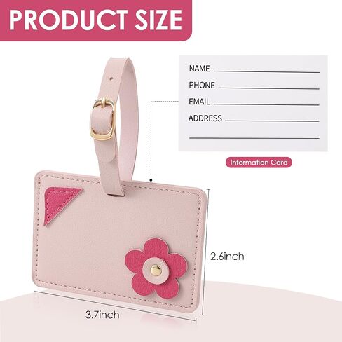 Kevancho Leather Luggage Tags for Suitcases, Bag Tags ID Tags for Luggage Labels for Cruise Ships, Travel Accessories Tags Set (Pink) in Kuwait