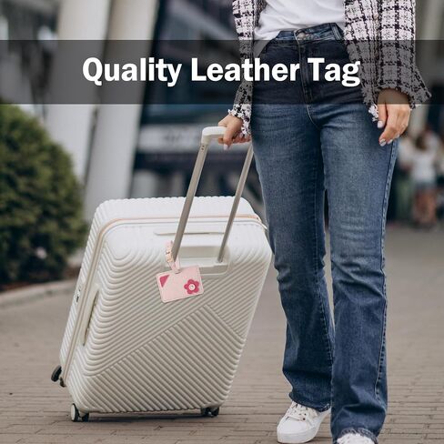Kevancho Leather Luggage Tags for Suitcases, Bag Tags ID Tags for Luggage Labels for Cruise Ships, Travel Accessories Tags Set (Pink) in Kuwait