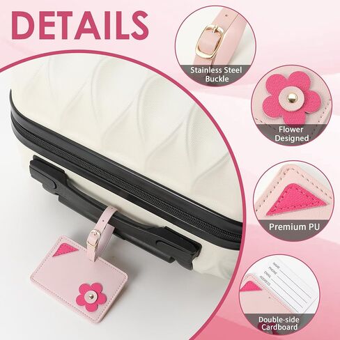 Kevancho Leather Luggage Tags for Suitcases, Bag Tags ID Tags for Luggage Labels for Cruise Ships, Travel Accessories Tags Set (Pink) in Kuwait