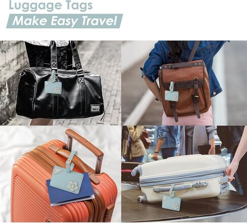 بطاقات الأمتعة الجلدية من كيفانشو لحقائب السفر، بطاقات تعريف للحقائب لملصقات الأمتعة لسفن الرحلات البحرية، مجموعة علامات إكسسوارات السفر (وردي) in Kuwait