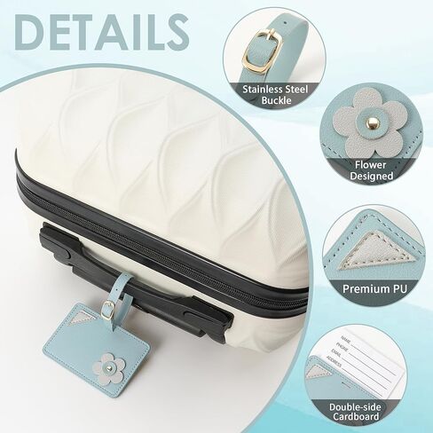 بطاقات الأمتعة الجلدية من كيفانشو لحقائب السفر، بطاقات تعريف للحقائب لملصقات الأمتعة لسفن الرحلات البحرية، مجموعة علامات إكسسوارات السفر (وردي) in Kuwait