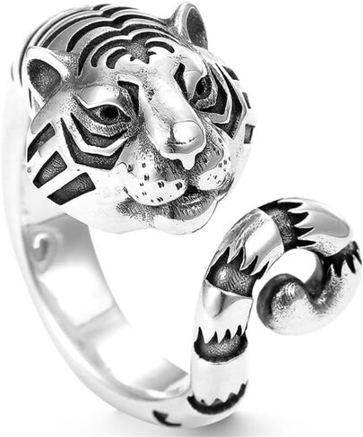 OIDIMS Cool Tiger Wrap Open Statement Ring for Men Women Retro Animal Stacking Ring Fashion Adjustable Extendable Punk Comfort Fit Middle Band Knuckle Rings Party Birthday Christmas Graduation Gifts in Saudi Arabia