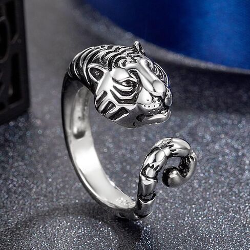 OIDIMS Cool Tiger Wrap Open Statement Ring for Men Women Retro Animal Stacking Ring Fashion Adjustable Extendable Punk Comfort Fit Middle Band Knuckle Rings Party Birthday Christmas Graduation Gifts in Saudi Arabia