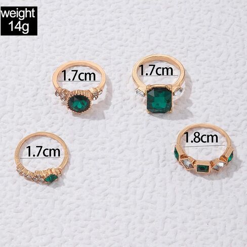 CHAKRA HEALING REIKI CHR 4PCS Crystal Knuckle Rings for Women Geometric Circular Stackable Rings Rectangular Knuckle Rings Set With Elliptical Imitation Gemstone Zircon Stacking Finger Rings in Kuwait
