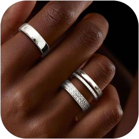 CASSIECA Stackable Gold Rings for Women Non Tarnish Dainty 18K Gold Plated Stacking Rings Set for Women, Cubic Zirconia Thumb Wedding Engagement Bands Gold Rings Size 5-10 in Saudi Arabia