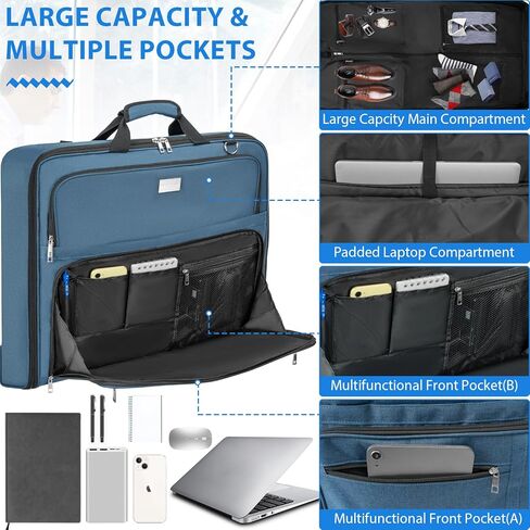 اكوزلين حقيبة سفر للملابس قابلة للطي للتعليق مع حزام كتف للرجال والنساء للعمل in Kuwait