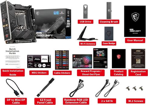 MSI MEG Z690I Unify Gaming Motherboard (Mini ITX, 12th Gen Intel Core, LGA 1700 Socket, DDR5, PCIe 5, 2.5G LAN, M.2 Slots, Wi-Fi 6E) in Saudi Arabia