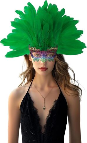 Halloween Feather Headpiece Masquerade Mask Headwear Carnival Showgirl Cosplay Accessories for Women in Saudi Arabia