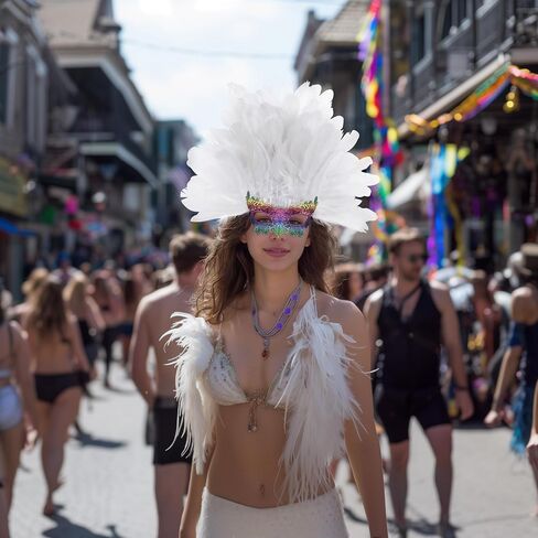Halloween Feather Headpiece Masquerade Mask Headwear Carnival Showgirl Cosplay Accessories for Women in Saudi Arabia