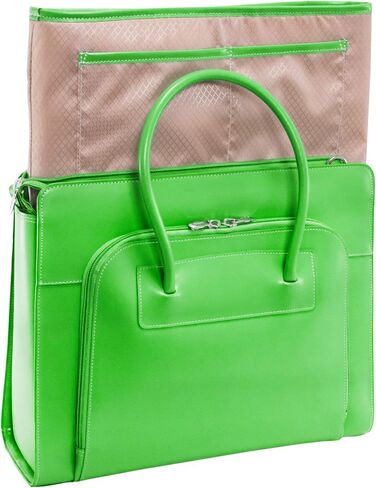 McKlein, W Series, Lake Forest, Top Grain Cowhide Leather, 15" Leather Ladies' Laptop Briefcase w/Removable Sleeve, Green (94331) in Kuwait